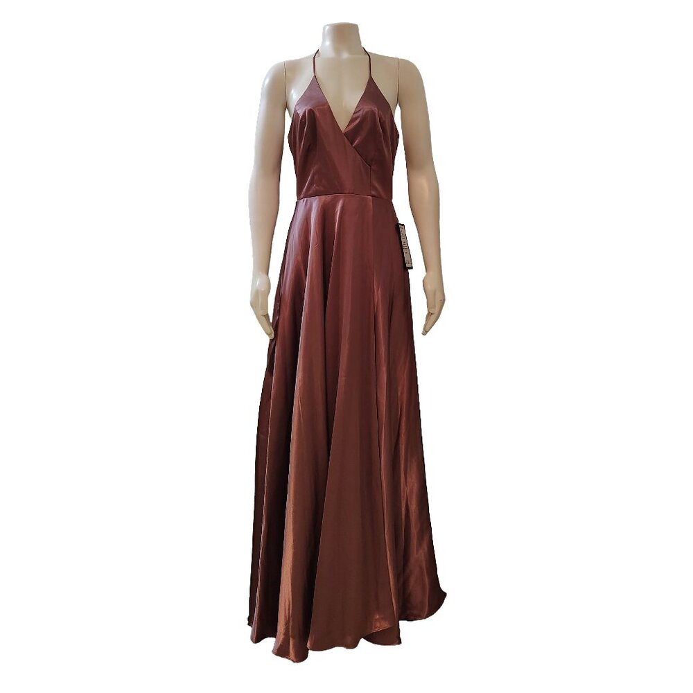 Blondies Nites Women's Side-Slit Halter Gown
